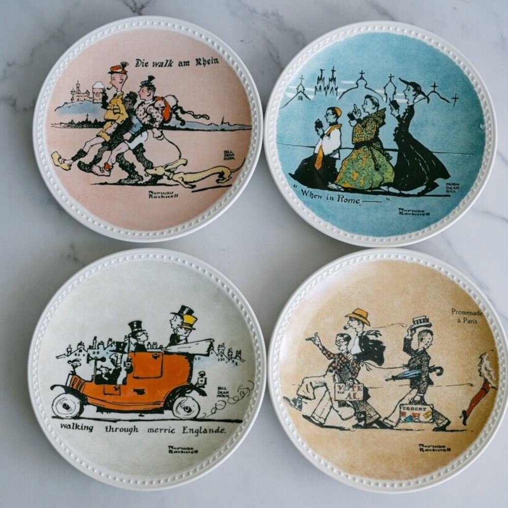Limited Edition Norman Rockwell European On Tour Plates A10 4 plates